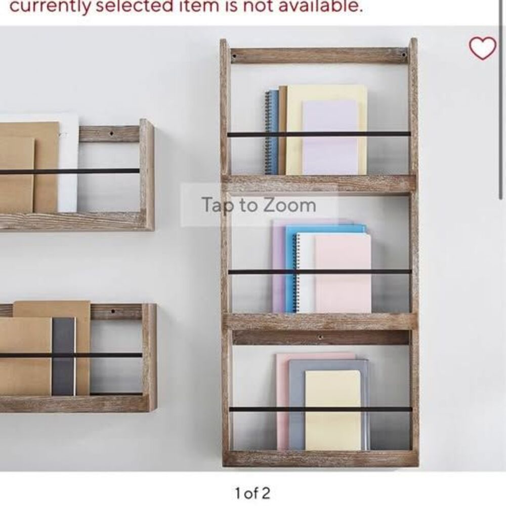 NEW Pottery Barn Kids Booksmart Wall Mount Magazine Rack & Coat Hook Shelf - Bun
